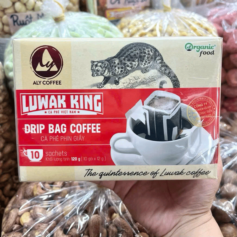 Cà Phê Phin Giấy (Cà Phê Túi Lọc) Luwak King 10 ca phe tui loc hucafood