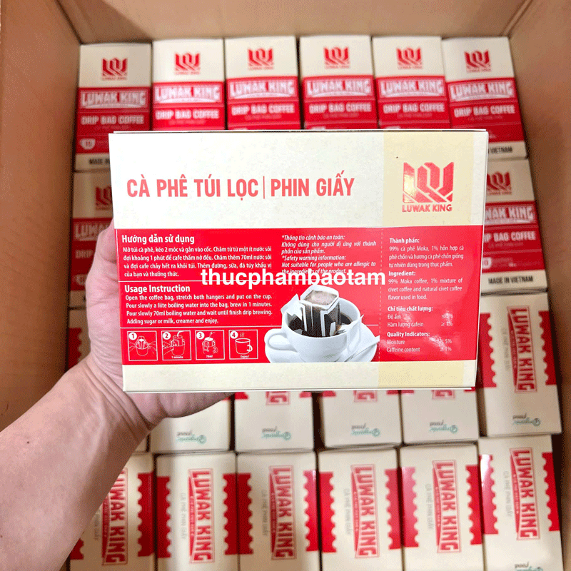 Cà Phê Phin Giấy (Cà Phê Túi Lọc) Luwak King 3 cà phê túi lọc luwak king